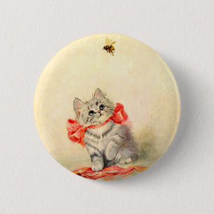 Kitten with a Red Ribbon 2 Inch Round Button