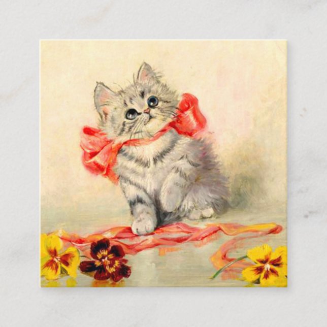 Kitten with a Red Ribbon Enclosure Card (Front)