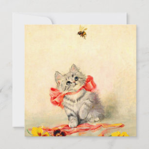 Kitten with a Red Ribbon Invitation