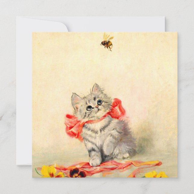 Kitten with a Red Ribbon Invitation (Front)