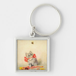 Kitten with a Red Ribbon Keychain