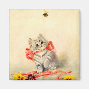 Kitten with a Red Ribbon Magnet
