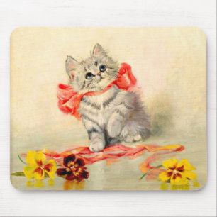 Kitten with a Red Ribbon Mouse Pad