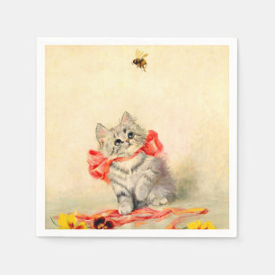 Kitten with a Red Ribbon Napkin