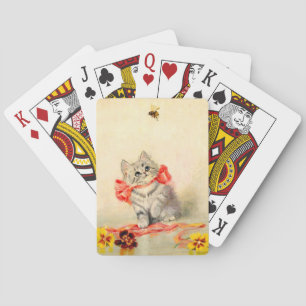 Kitten with a Red Ribbon Playing Cards