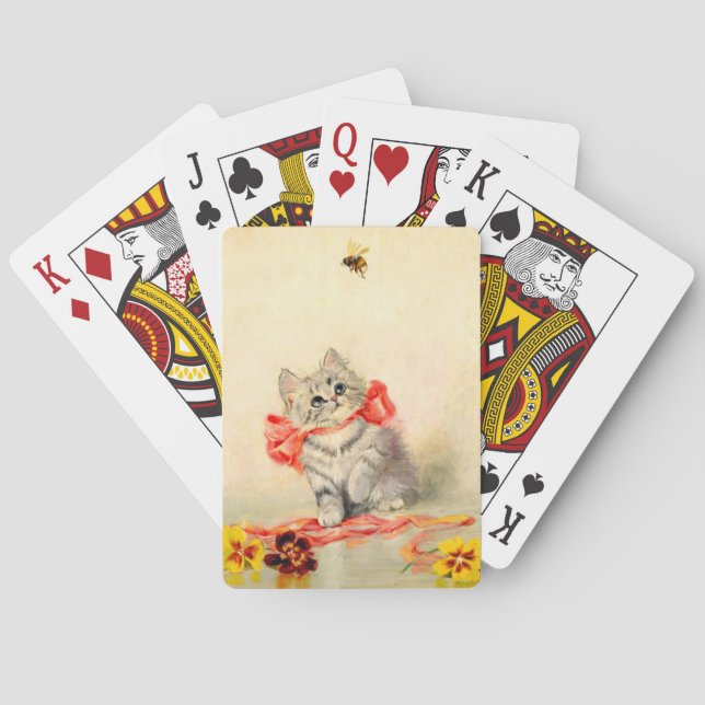 Kitten with a Red Ribbon Playing Cards (Back)