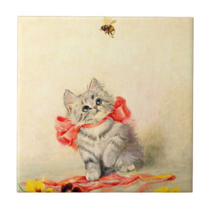 Kitten with a Red Ribbon Tile