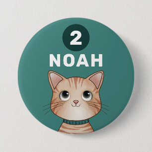 Kitten with custom age and name 3 inch round button