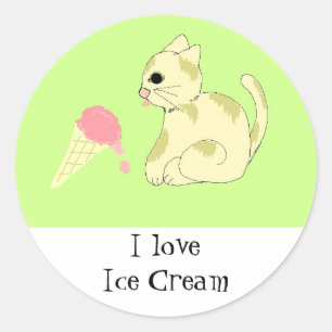 Kitten with Ice Cream Cone Classic Round Sticker