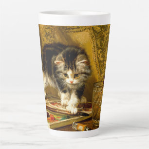 Kitten with Paint and Brushes Latte Mug