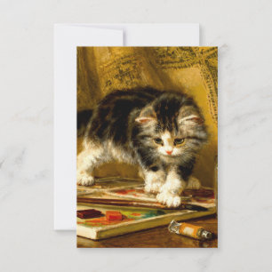 Kitten with Paint and Brushes RSVP Card