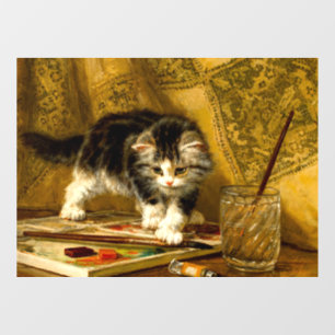 Kitten with Paint and Brushes Window Cling