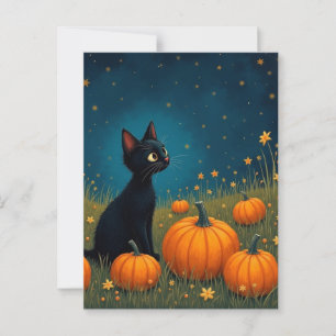Kitten with Pumpkins Postcard