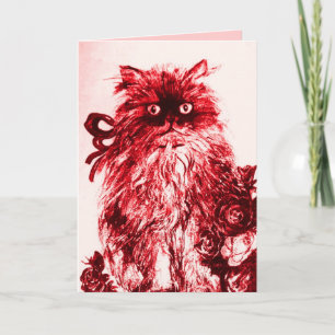 KITTEN WITH RED ROSES, Birthday Card