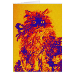 KITTEN WITH ROSES ,Orange Yellow.Blue Purple