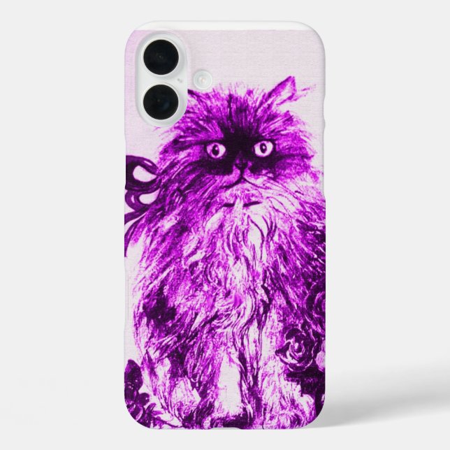 KITTEN WITH ROSES ,Purple Violet and White Case-Mate iPhone Case (Back)