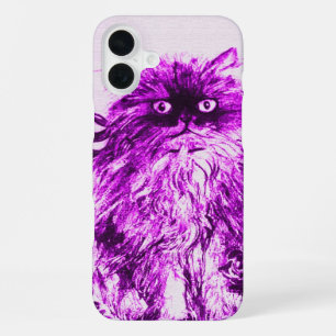 KITTEN WITH ROSES ,Purple Violet and White iPhone 16 Plus Case