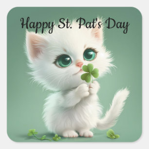 Kitten With Shamrock Sticker