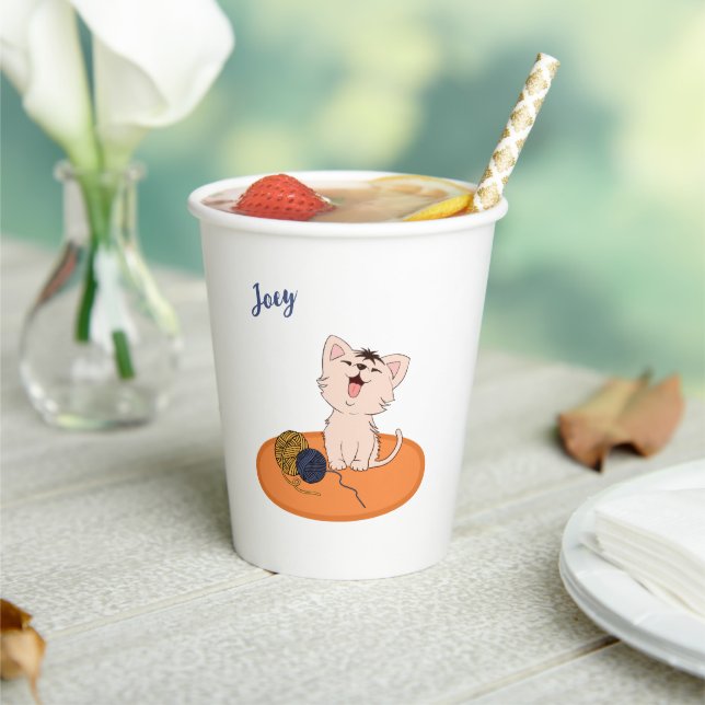 Kitten with Wool Ball Paper Cups (Insitu)