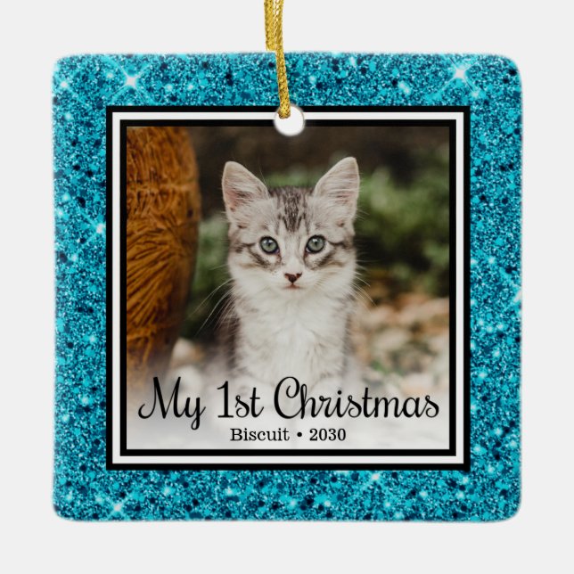 Kitten's 1st Christmas Ceramic Ornament (Front)