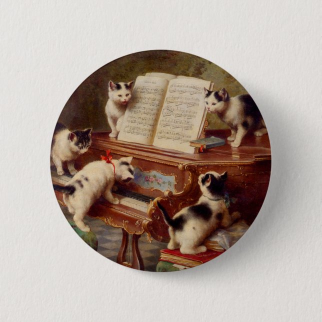 Kittens and Piano 2 Inch Round Button (Front)