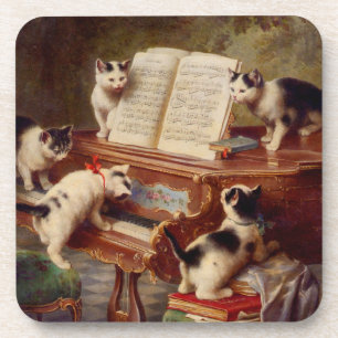 Kittens and Piano Coaster