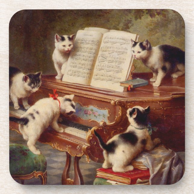 Kittens and Piano Coaster (Front)