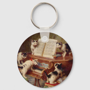 Kittens and Piano Keychain