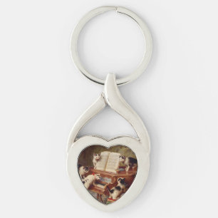 Kittens and Piano Keychain