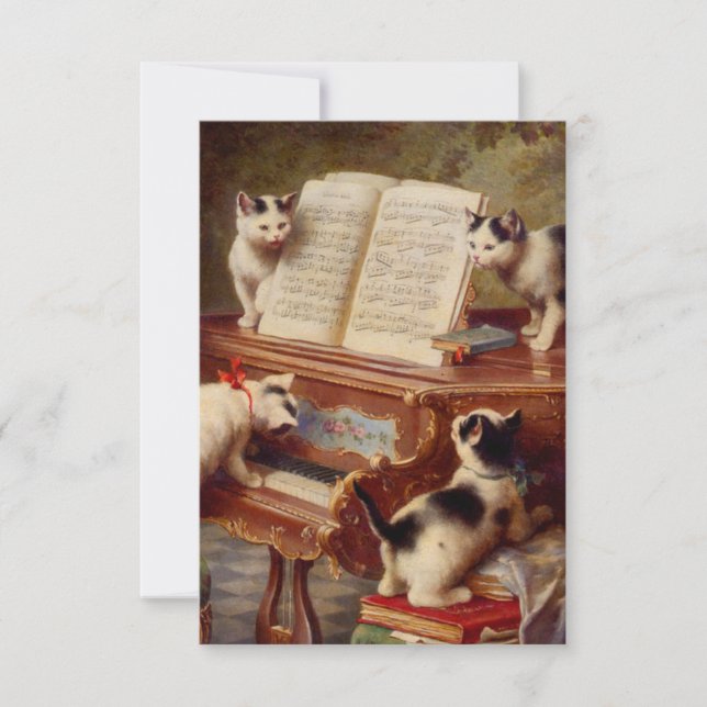 Kittens and Piano RSVP Card (Front)