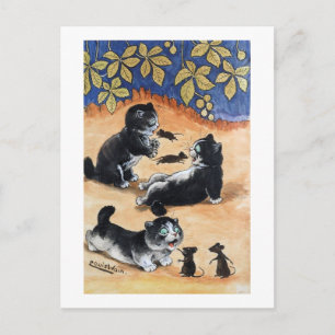 Kittens and Rats, Louis Wain Postcard