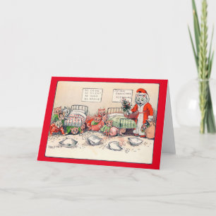 Kittens and Santa Cat, Louis Wain Card