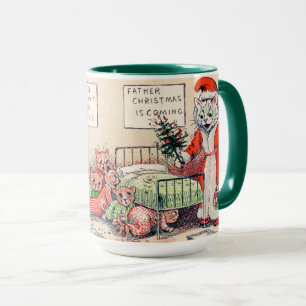 Kittens and Santa Cat, Louis Wain Mug