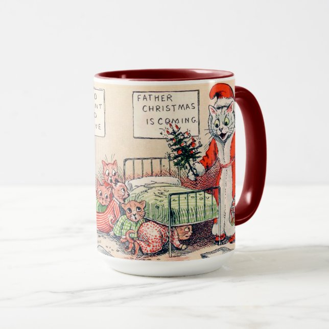 Kittens and Santa Cat, Louis Wain Mug (Front Right)