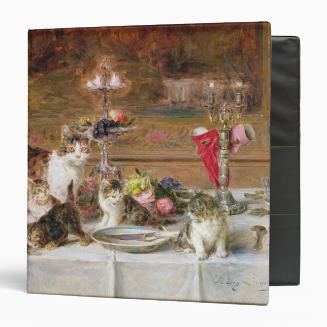 Kittens at a banquet, 19th century binder (Front/Inside)