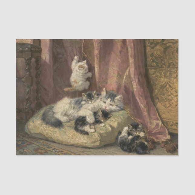 Kittens at Play by Henriette Ronner-Knip Tissue Paper (Front)