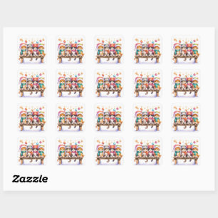 Kittens Celebrating Christmas, cuddly and cute, Square Sticker