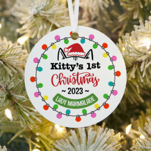 Kitten's First Christmas, Cat's First Christmas Metal Ornament