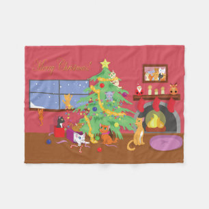 Kittens' First Christmas Fleece Blanket