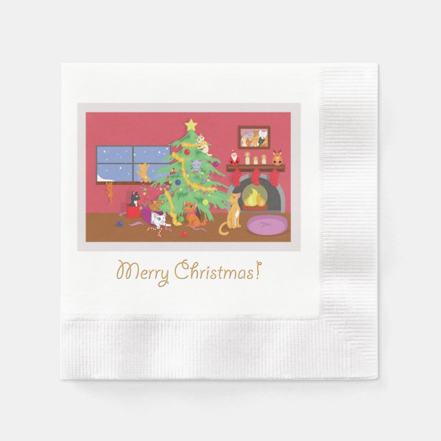 Kittens' First Christmas Napkin (Front)