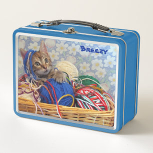 Kittens Fun with Yarn  Metal Lunch Box