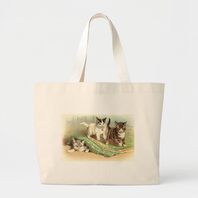 Kittens Hide and Seek Large Tote Bag (Front)