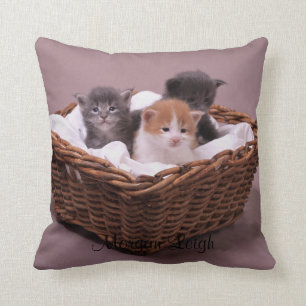 Kittens in a Basket Throw Pillow