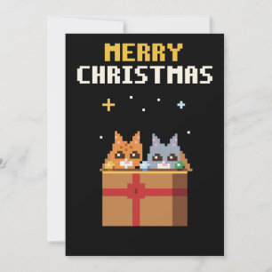 Kittens in a Box Pixel Art Christmas Card