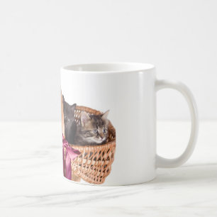 kittens in a wicker basket coffee mug