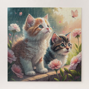 Kittens in an Autumn Garden – Cozy & Adorable Cat Jigsaw Puzzle