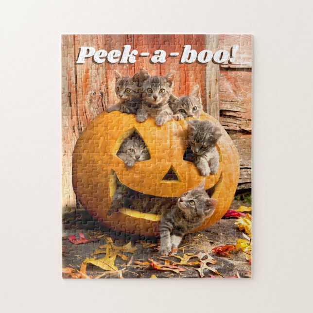 Kittens in Jack-o-Lantern Jigsaw Puzzle (Vertical)