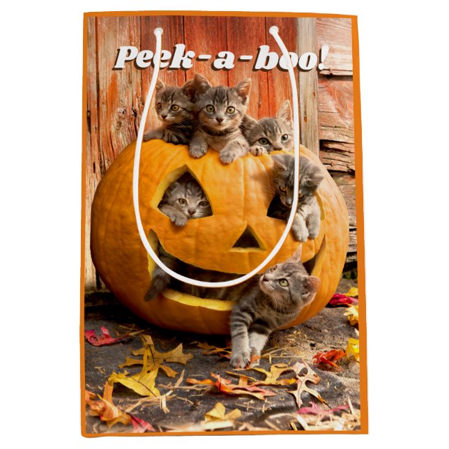 Kittens in Jack-o-Lantern Medium Gift Bag (Front)