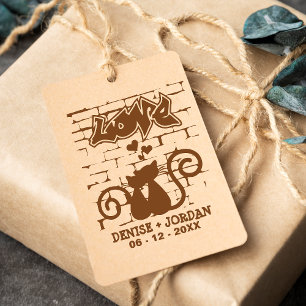 Kittens in love on Graffiti Wall for Wedding Rubber Stamp