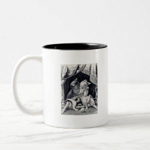 Kittens in love vintage drawing in black and white Two-Tone coffee mug